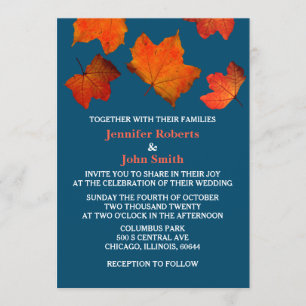 Invitation L'automne russe laisse brûler le Mariage bleu oran