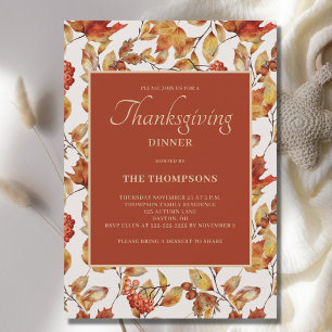 Invitation L'Automne Russe quitte Thanksgiving Dîner