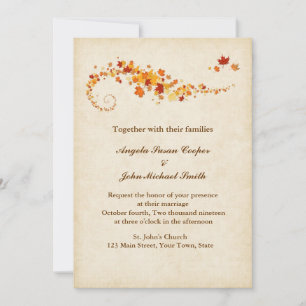 Invitation L'automne torride laisse Mariage