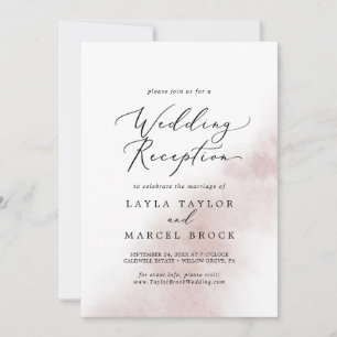 Invitation Lavage à l'aquarelle   Réception de mariage rose