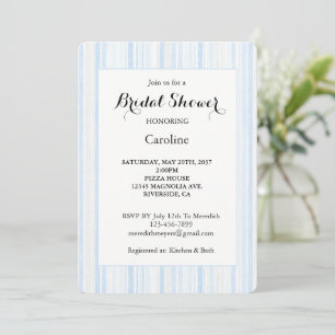 Invitation Lavage Bleu Blanc Rayures Shower de Mariée