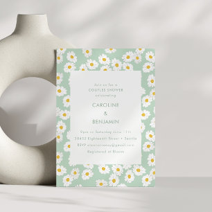 Invitation Lavage de couples de marguerites vert sauge pastel