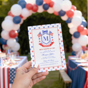 Invitation Lavage de main Rouge Blanc & Je Fais Monogramme Fê