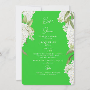 Invitation Lavage de mariée Hydrangeas Vert Citron Blanc