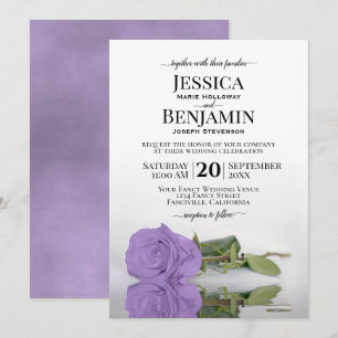 Invitation Lavande à longue tige violet Rose Élégant mariage