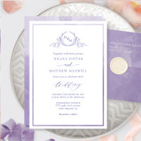 Lavande, Aquarelle Élégante Mariage Monogramme