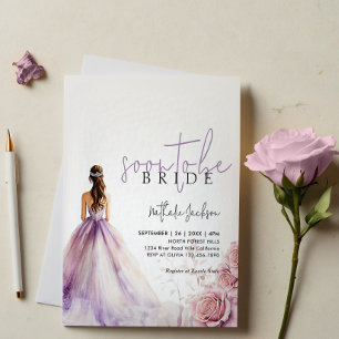Invitation Lavande Aquarelle Gown Fête des mariées florale
