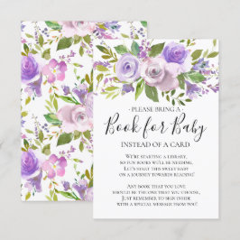 Invitation Lavande Baby shower floral livre pour bébé