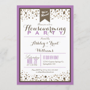 Invitation Lavande, Blanc et Taupe Houseréchauffer Party