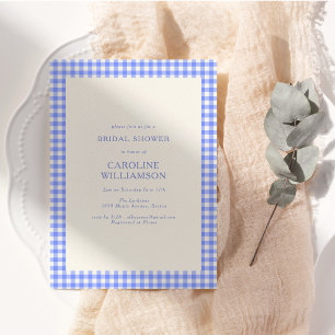 Invitation Lavande Bleu Gingham Carreaux Mariage Fête de Fian