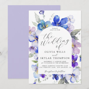Invitation Lavande bleu violet Mariage de fleurs de marine Ma