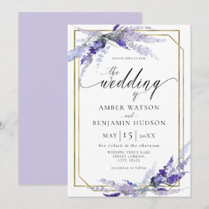 Invitation Lavande Botanique Floral Dusty Puple Mariage