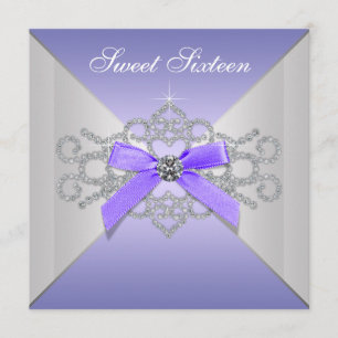 Invitation Lavande de diamants mauve Sweet 16 Anniversaire