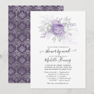 Invitation Lavande et douche florale d'argent par courrier