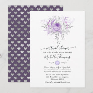 Invitation Lavande et Silver Floral Douche virtuelle