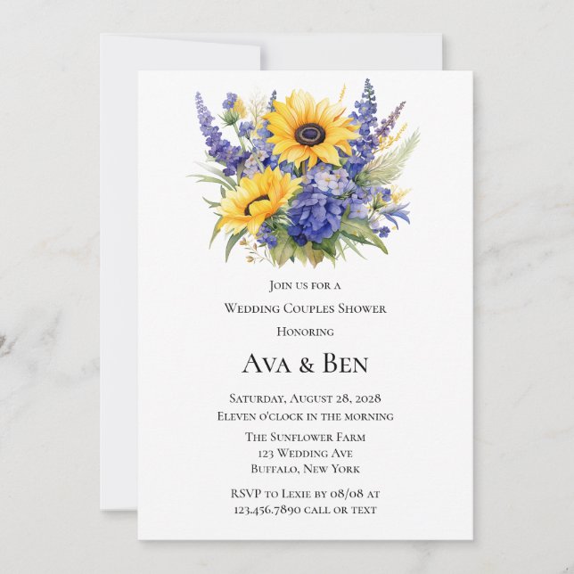 Invitation Lavande et tournesol Mariage Couples Douche (Devant)