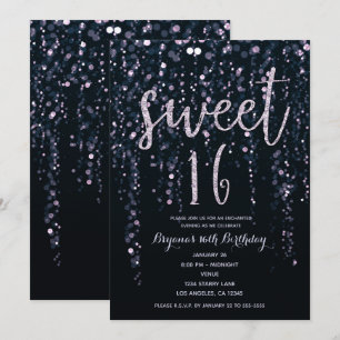 Invitation Lavande Étoile Enchantée Purple Sweet 16 po