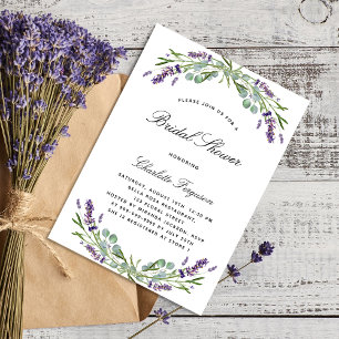 Invitation Lavande eucalyptus violette fleurie douche nuptial