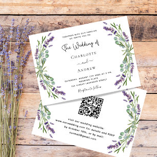 Invitation Lavande fleurit vert code QR RSVP mariage