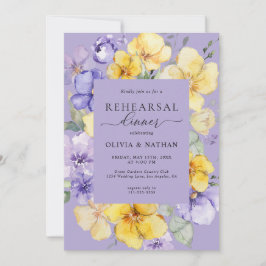Invitation Lavande Fleurs Jaunes Dîner De Répétition De Print