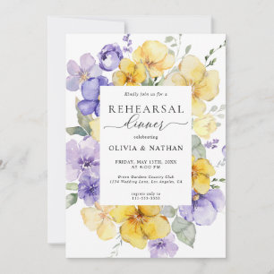 Invitation Lavande Fleurs Jaunes Dîner De Répétition Rustique
