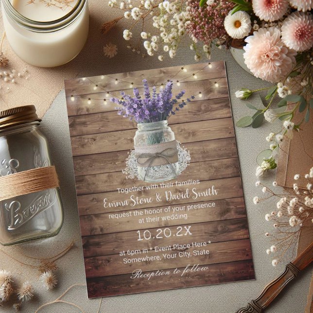 Invitation Lavande Floral Jar Éclairage Russe Mariage (Créateur téléchargé)