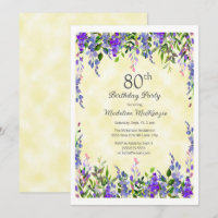 Lavande Floral Jaune 80e fête d'anniversaire