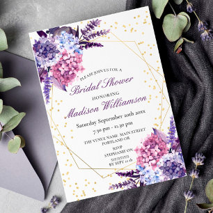 Invitation Lavande Floral Or Géométrique Enterrement de Vie d