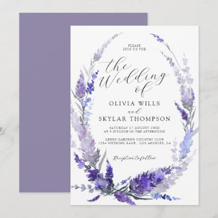 Invitation Lavande Florale Dusty Purple Mauve Mariage