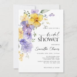 Invitation Lavande florale violet jaune Mariage doré