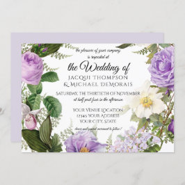 Invitation Lavande horizontale Vintage d'ivoire pourpre 