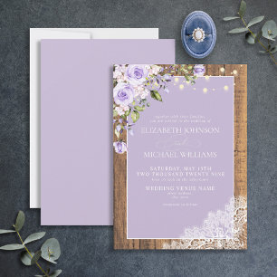 Invitation Lavande Lilac officielle Mariage de dentelle en bo