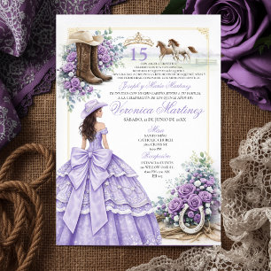 Invitation Lavande Lilac pour Quinceañera de style