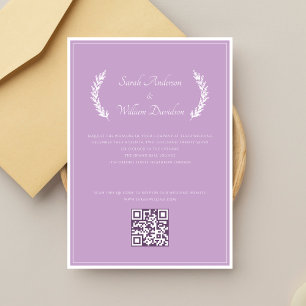 Invitation Lavande moderne florale élégant Mariage de code QR