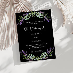 Invitation Lavande noire violet verdure mariage de luxe