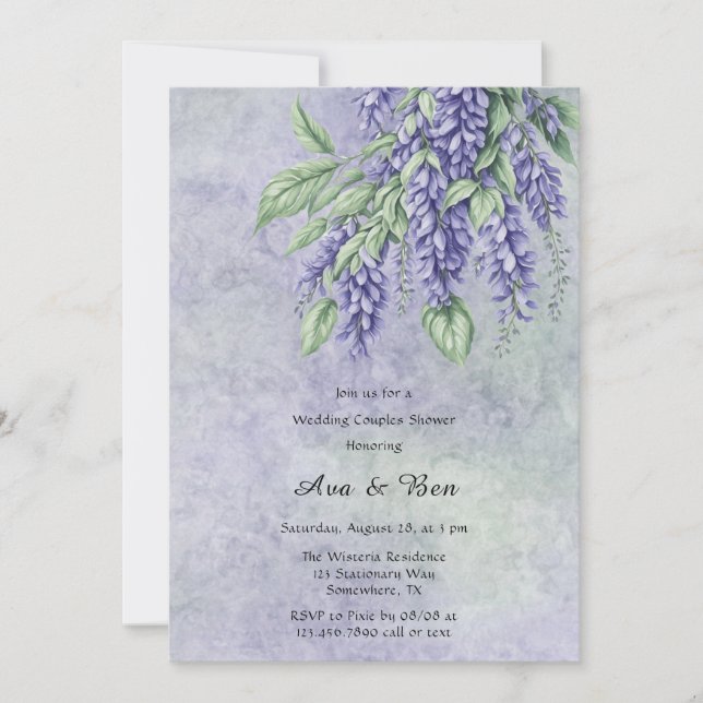Invitation Lavande Peinte Wisteria Mariage Couples Douche (Devant)