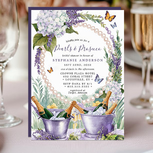 Invitation Lavande Perles et Jardin Prosecco Shower de Mariag