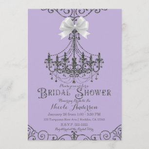 Invitation Lavande pourpre et Fête de la mariée blanche