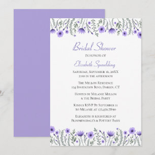 Invitation Lavande Purple Aquarelle Fête des mariées florale