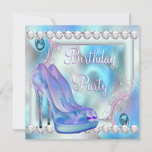 Invitation Lavande Purple Chaussure haute talon fête d'annive (Devant)