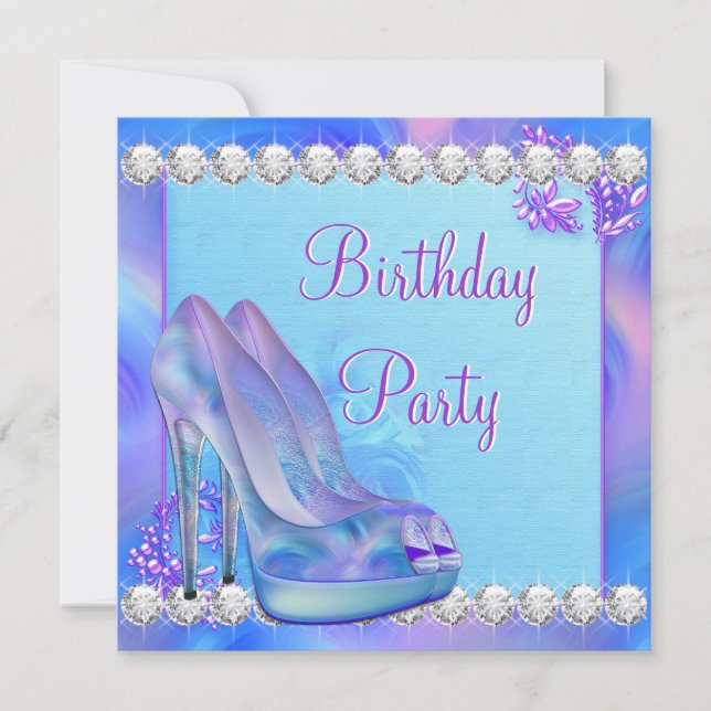 Invitation Lavande Purple Chaussure haute talon fête d'annive (Devant)