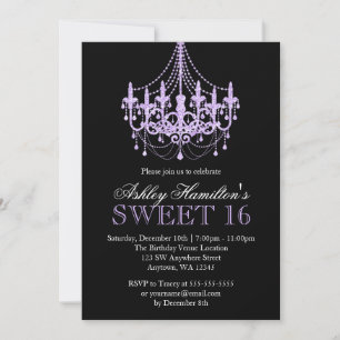 Invitation Lavande Purple Faux Parties scintillant Lustre Swe