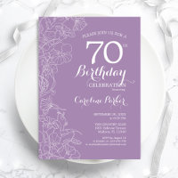 Lavande Purple Floral 70e fête d'anniversaire