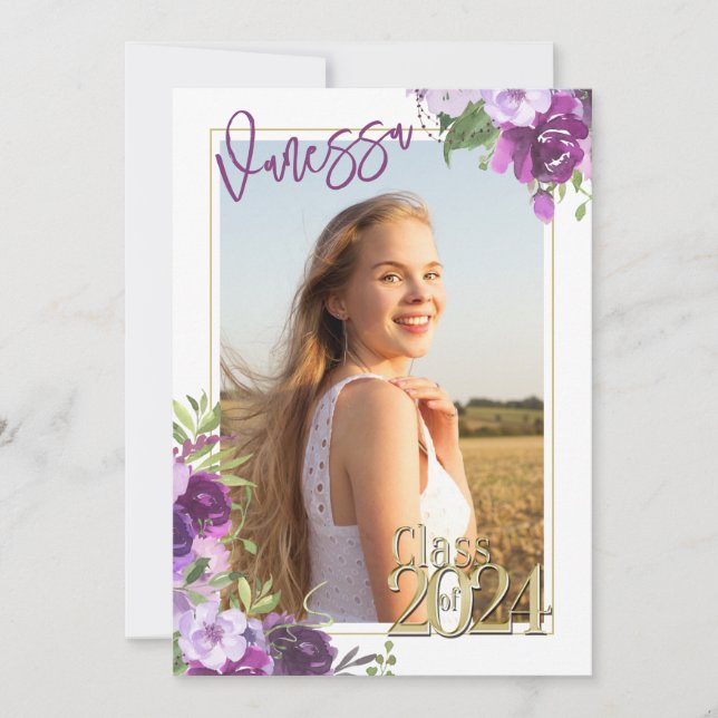 Invitation Lavande Purple Floral Aquarelle Invit (Devant)