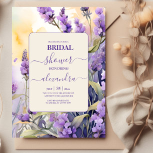 Invitation Lavande Purple Floral Élégante Fête des mariées