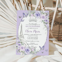 Lavande Purple Floral Paris Butterfly Quinceañera