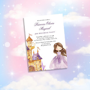 Invitation Lavande Purple Princesse Magique Anniversaire