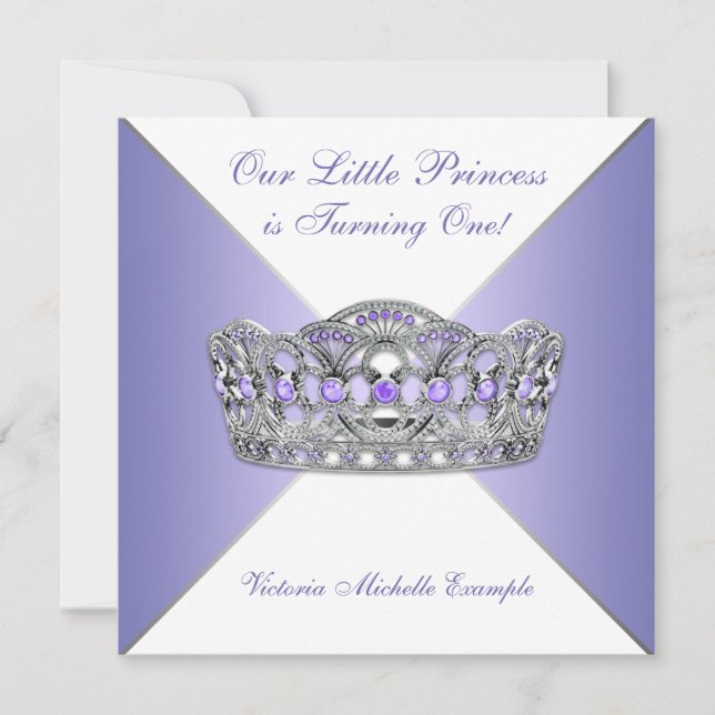 Invitation Lavande Purple Princesse Premier anniversaire (Devant)