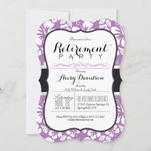 Invitation Lavande Purple & White Tropical RetiParty