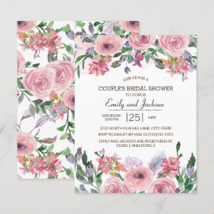 Invitation Lavande Rose Florale de Printemps pour le Shower d